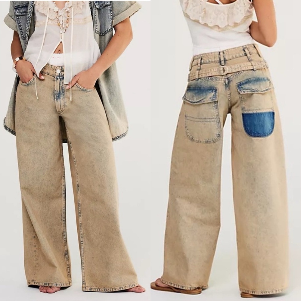WE THE FREE Waterfalls Baggy Wide Leg Jeans NEW